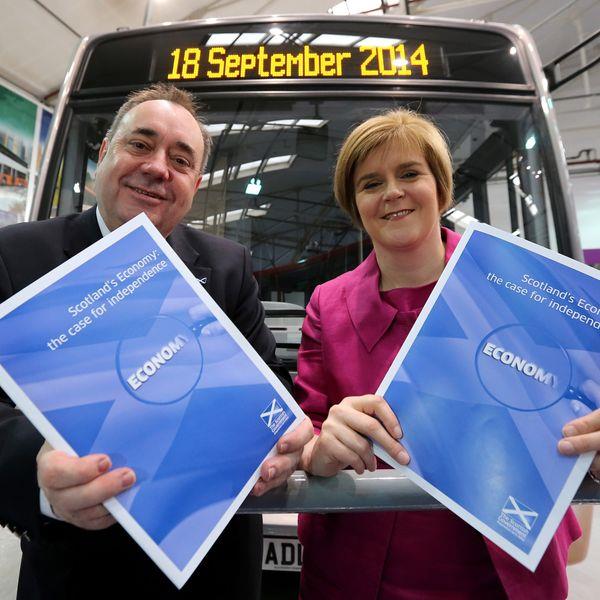 Scotland's First Minister Alex Salmond and Deputy First Minister Nicola Sturgeon they launch a paper today at Alexander Denis coach manufacturers outlining the nations key eco<em></em>nomic strength as an independent country.