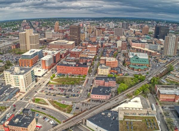 Aerial view of Syracuse, NY