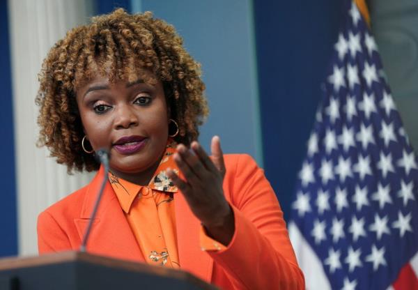 White House Press Secretary Karine Jean-Pierre speaks during a press briefing at the White House in Washington, U.S., September 17, 2024. 