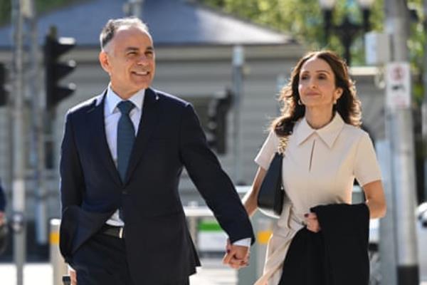 Victorian opposition leader, John Pesutto (left) arrives at the federal court of Australia in Melbourne on Wednesday.