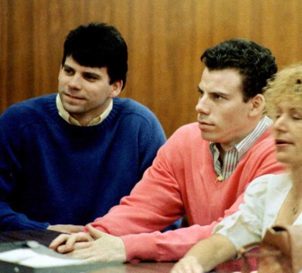 Erik (right) and Lyle Menendez (left) during a court appearance in Los Angeles, California in 1992. 