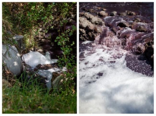 Foam building up in the Atoyac River in Puebla.