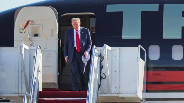 Do<em></em>nald Trump arrives prior to meeting with President Joe Biden.
Pic: Reuters