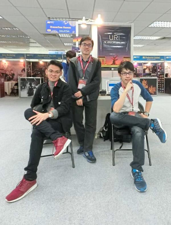 From left: Tan, Cham and Gan are building a game centred on community, exploration and discovery, not just fast-paced play. — DreamTree Games