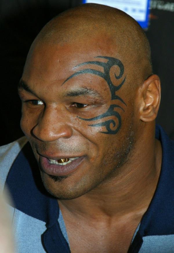 close up of Tyson's facial tattoo