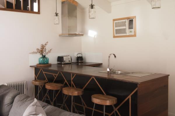 The kitchenette in The Barn at Farm at Freeburgh.