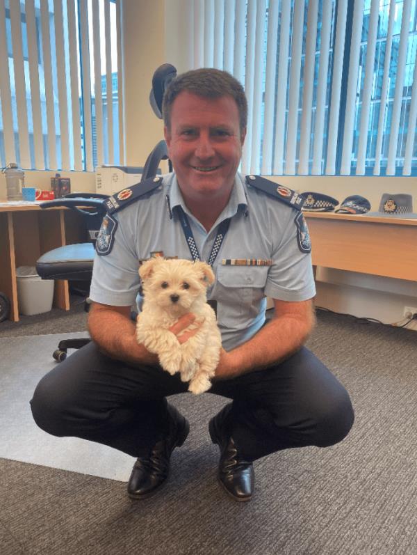 AC Marcus showing an aspiring police dog recruit around the office.