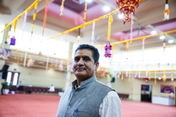 Pandit Vasudev Joshi at the Hindu Sabha Mandir temple in Brampton, Ontario.