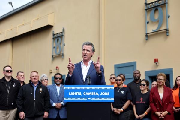 Dem. Governor Gavin Newsom at a news conference