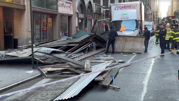 Sidewalk shed collapse scene