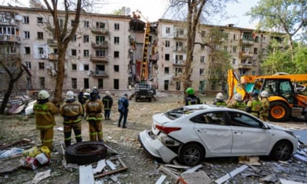 The aftermath of shelling in Luhansk